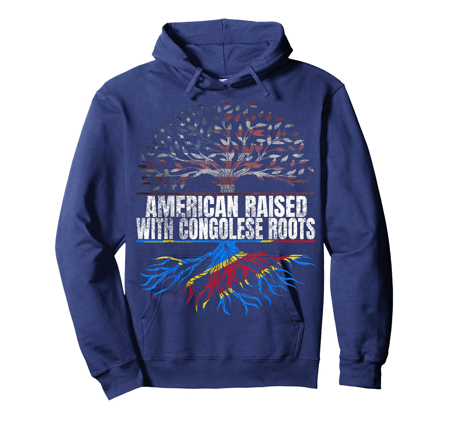 American Raised with Congolese Roots Print USA DR Congo Flag T-Shirt