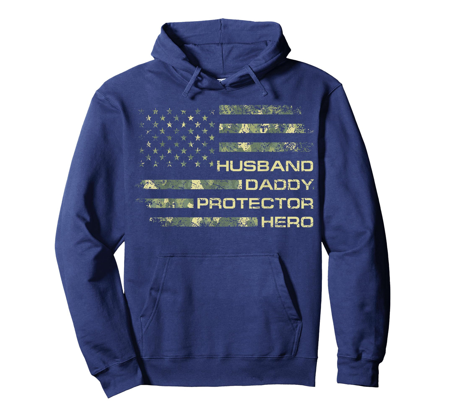 Husband Daddy Protector Hero Camo Flag Men Xmas Patriotic T-Shirt