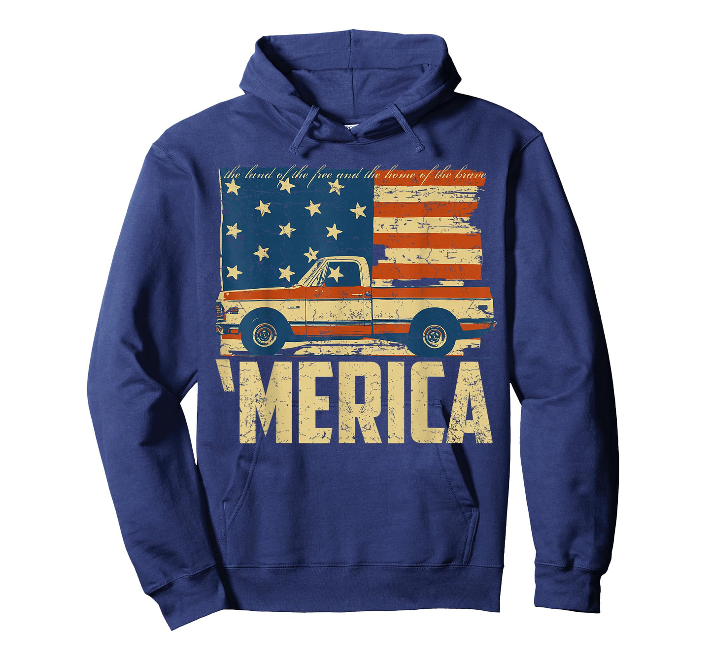 Classic Truck Design 'Merica American Flag with Pickup Truck T-Shirt
