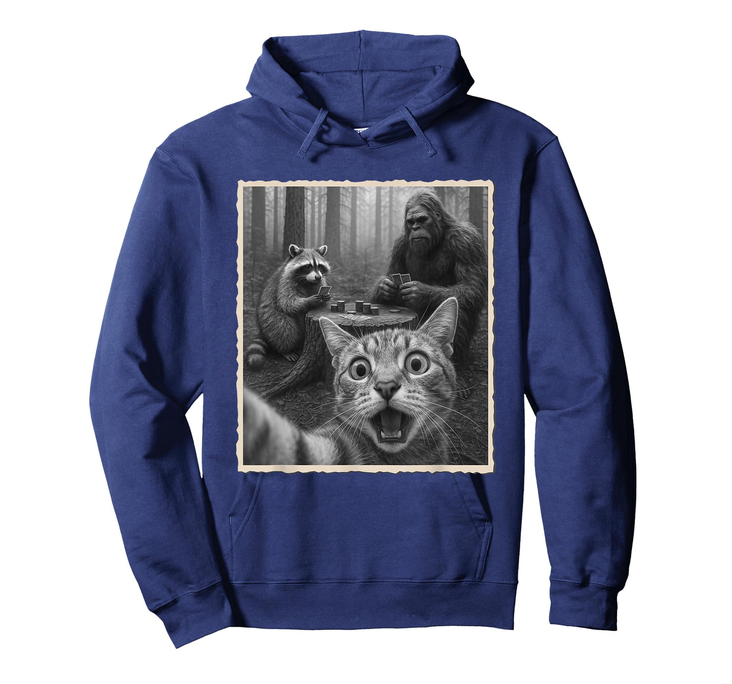 Cat Selfie With Raccoon & Bigfoot | Funny Scared Cat T-Shirt