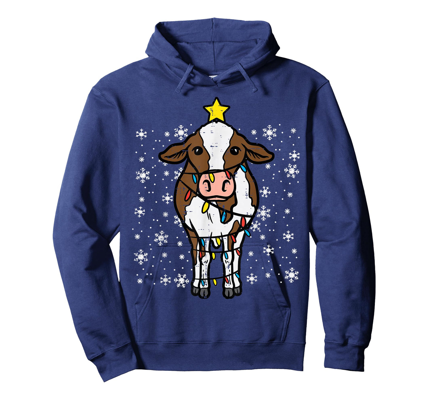Cow Christmas Lights Funny Xmas Farm Farmer Men Women Kids T-Shirt