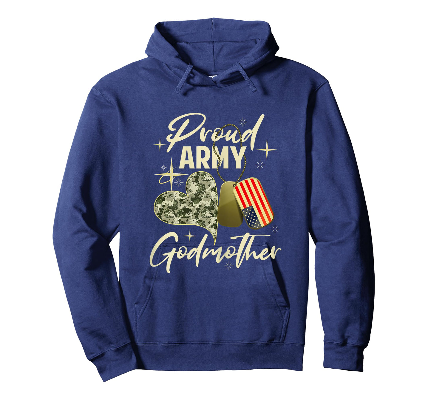 Proud Army Godmother Camouflage Mother's Day Dog Tag US Flag T-Shirt