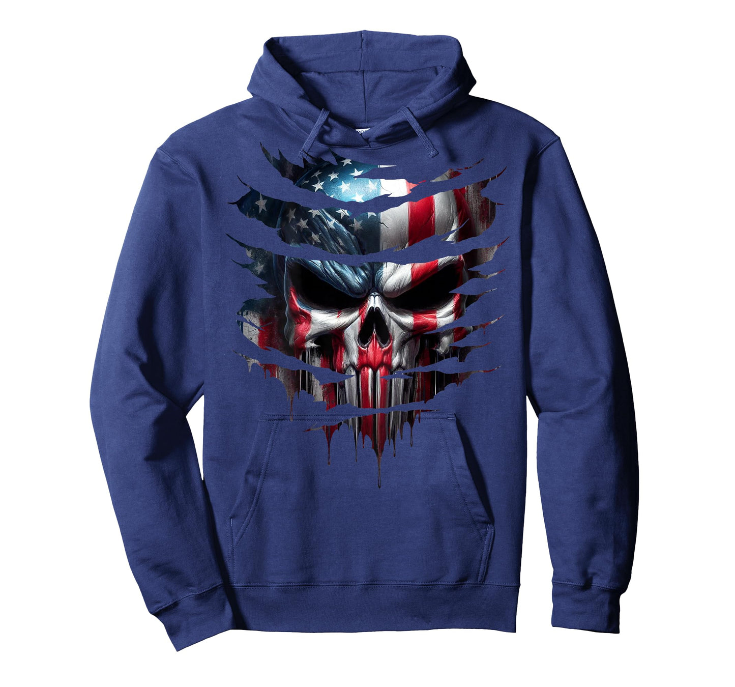 American Skull Patriotic Flag USA Grunge Style Graphic T-Shirt for Women Men