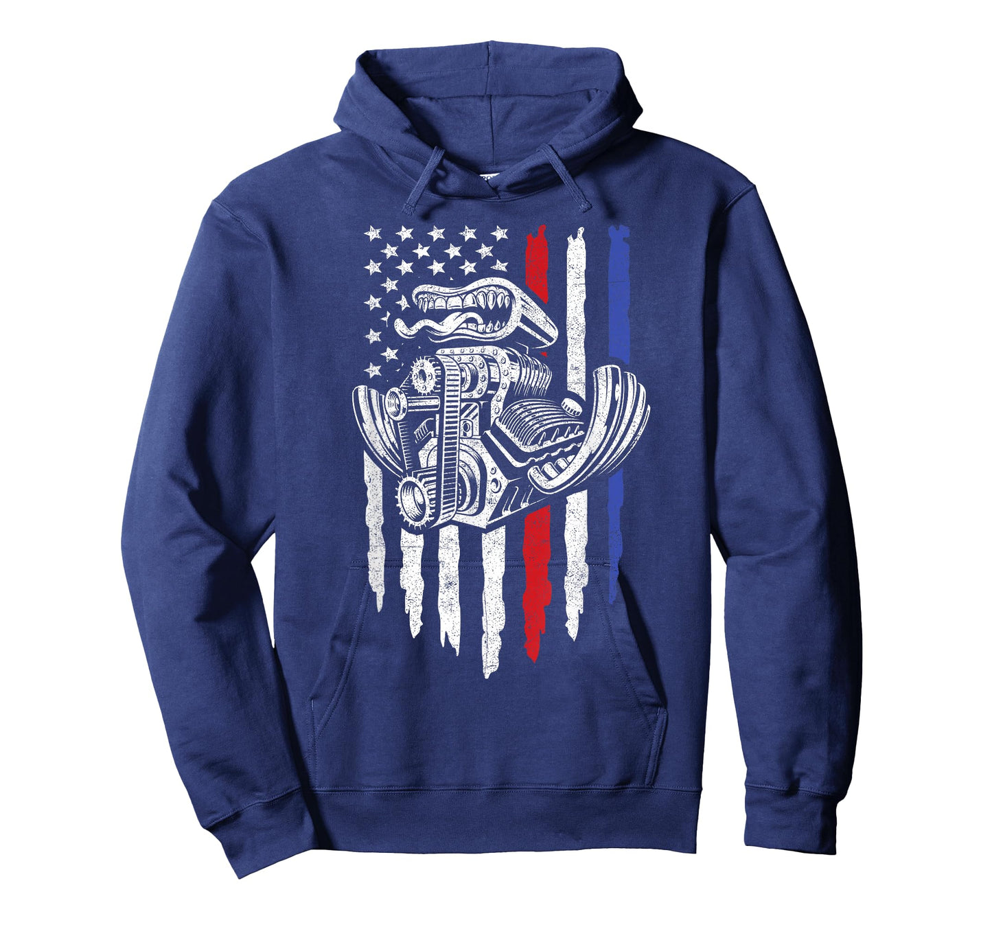 American Flag Muscle Car Motor Hot Rod Engine Drag Racing T-Shirt