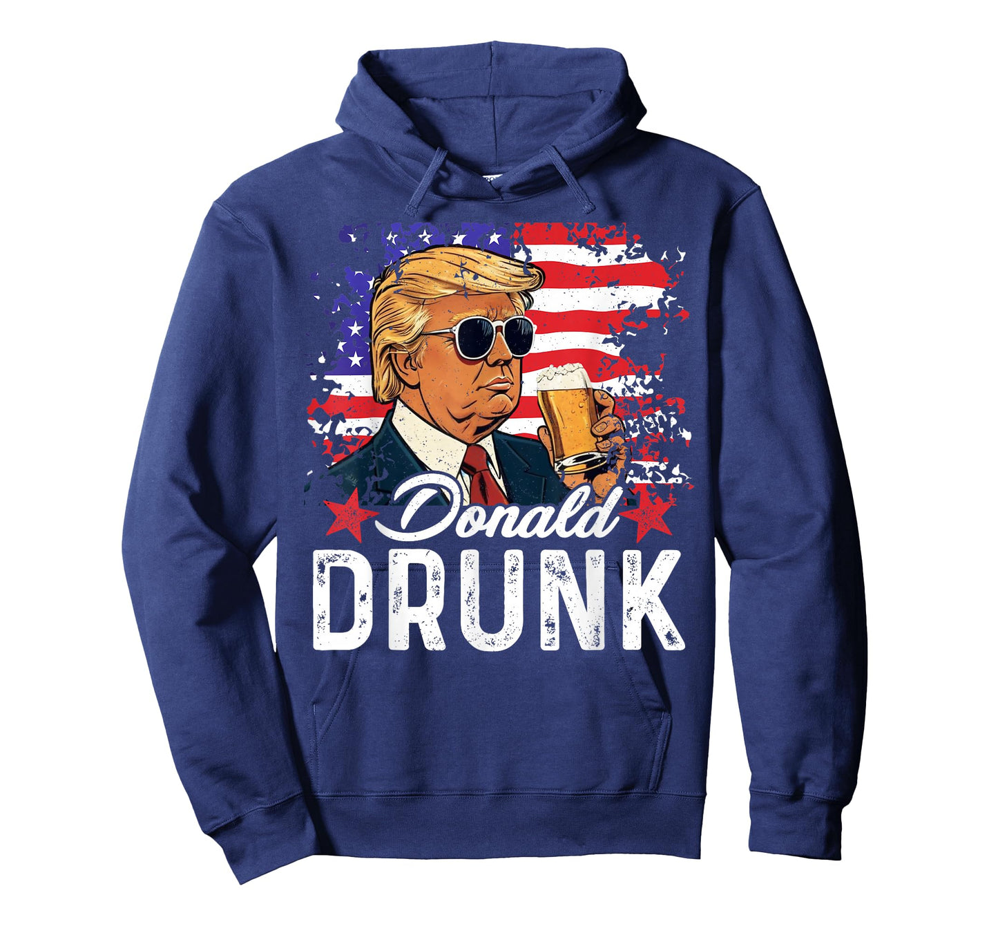 Donald Drunk Trump Drink Beer 4th of July American Flag T-Shirt