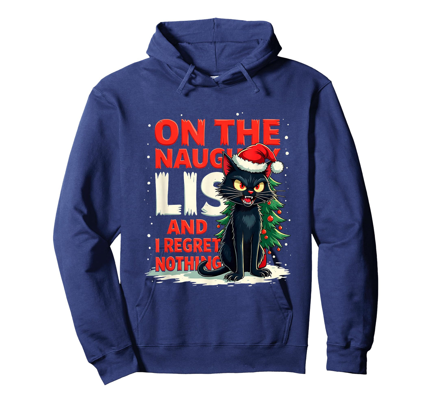 Funny I Regret Nothing On The Naughty List Christmas Cat T-Shirt