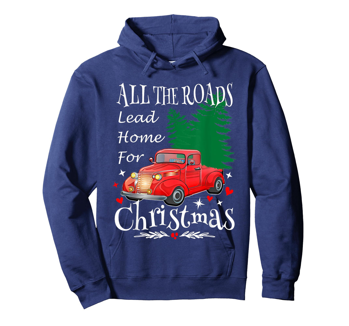 All The Roads Lead Home For Christmas Red Truck Xmas Tree T-Shirt