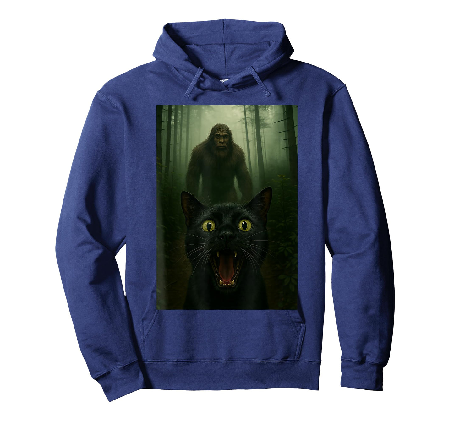 Black Cat Selfie With Bigfoot Funny Sasquatch T-Shirt