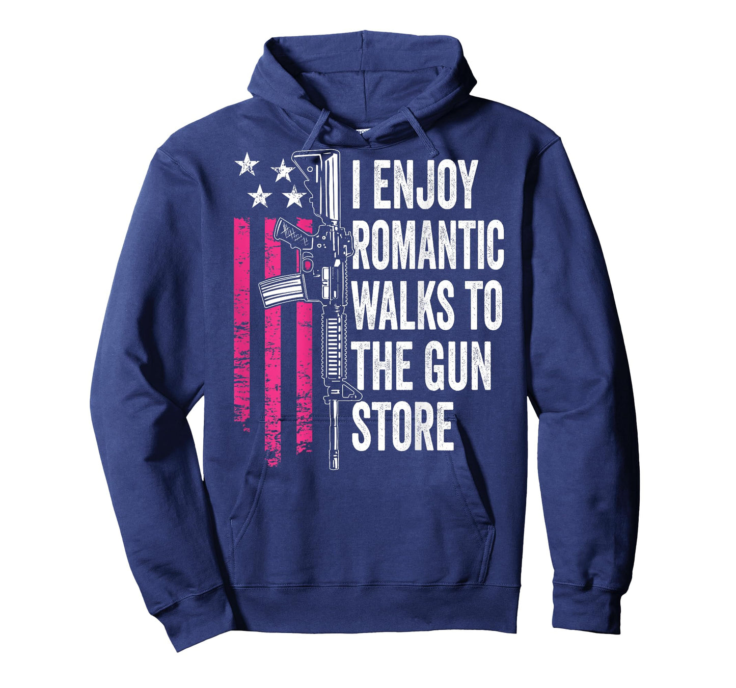 I Enjoy Romantic Walks To The Gun Store - Womens Guns (BACK) T-Shirt