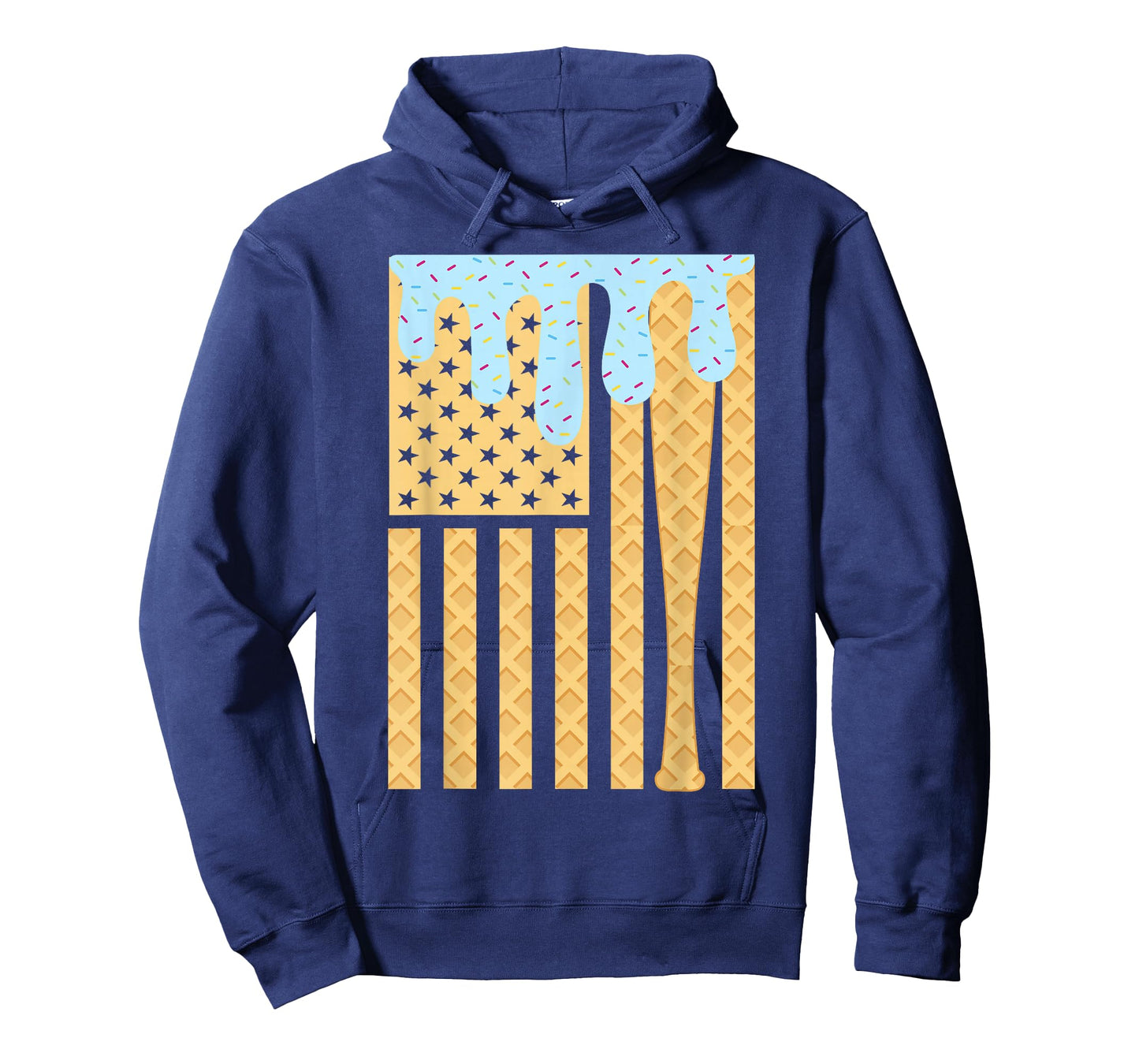 Baseball Drip Bat Boys Dripping Ice Cream American Flag T-Shirt