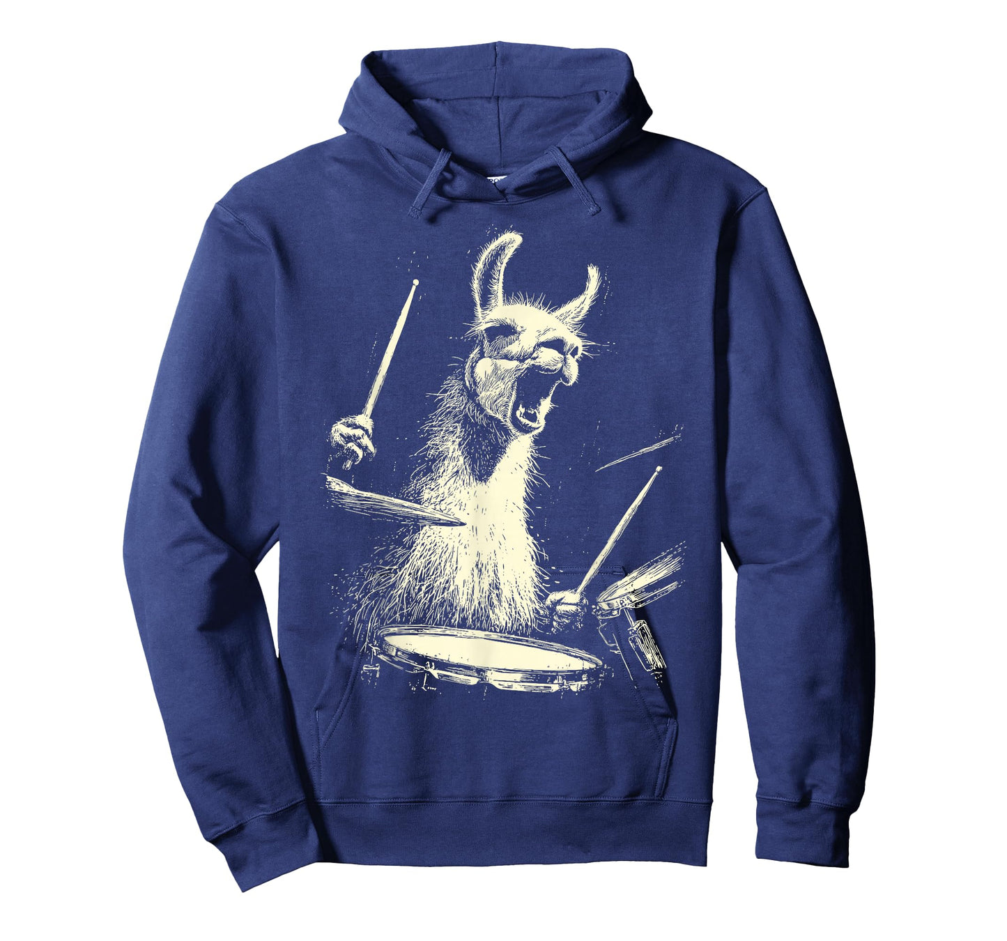 Cute Llama Playing Drums Funny Music Animal Drummer Graphic T-Shirt