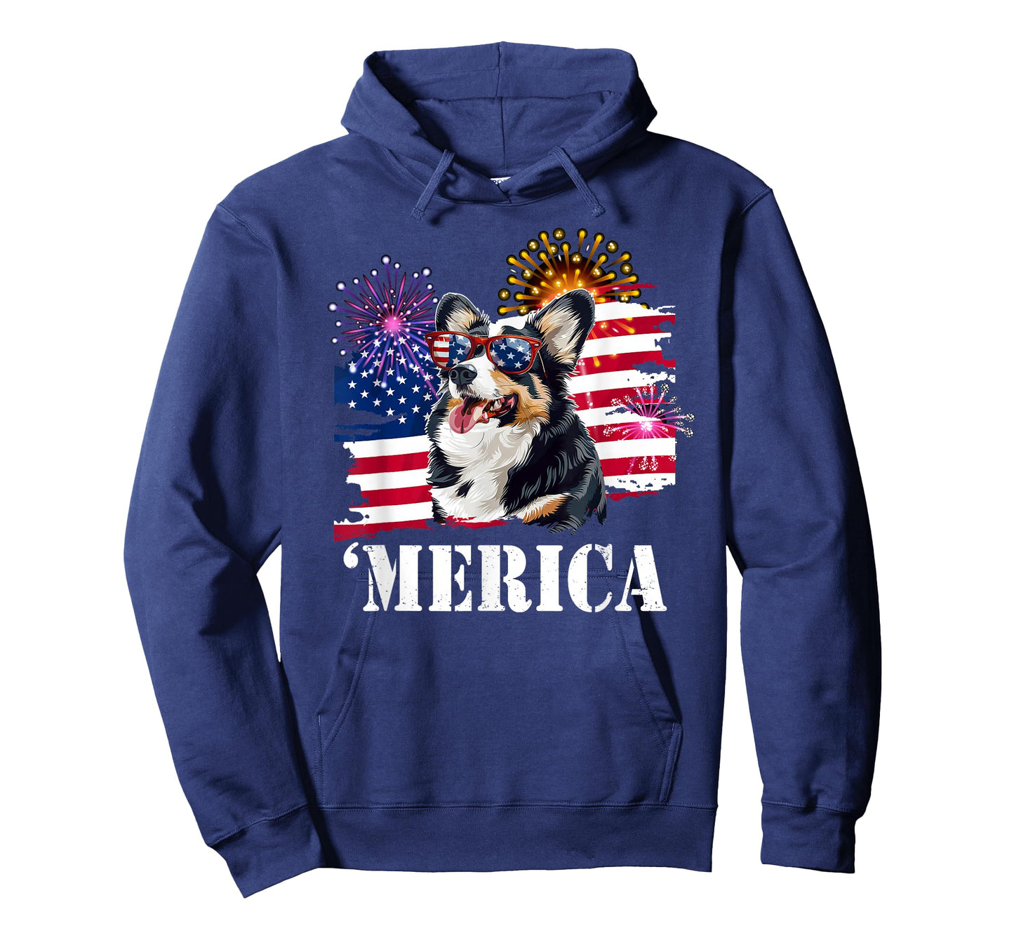 Funny USA Flag 4th 'Merica Black Tricolor Corgi Lover T-Shirt
