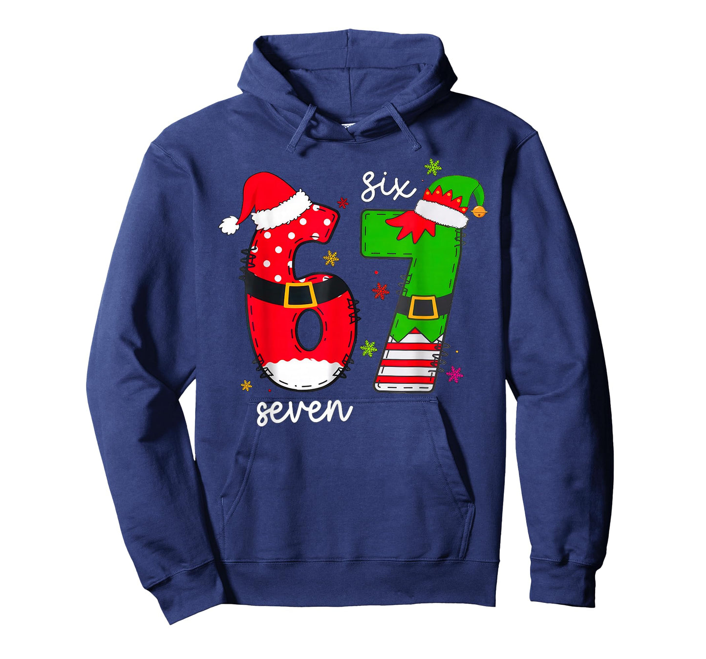 Funny Six Seven 67 Meme 6 7 Elf Santa Christmas Pajamas T-Shirt