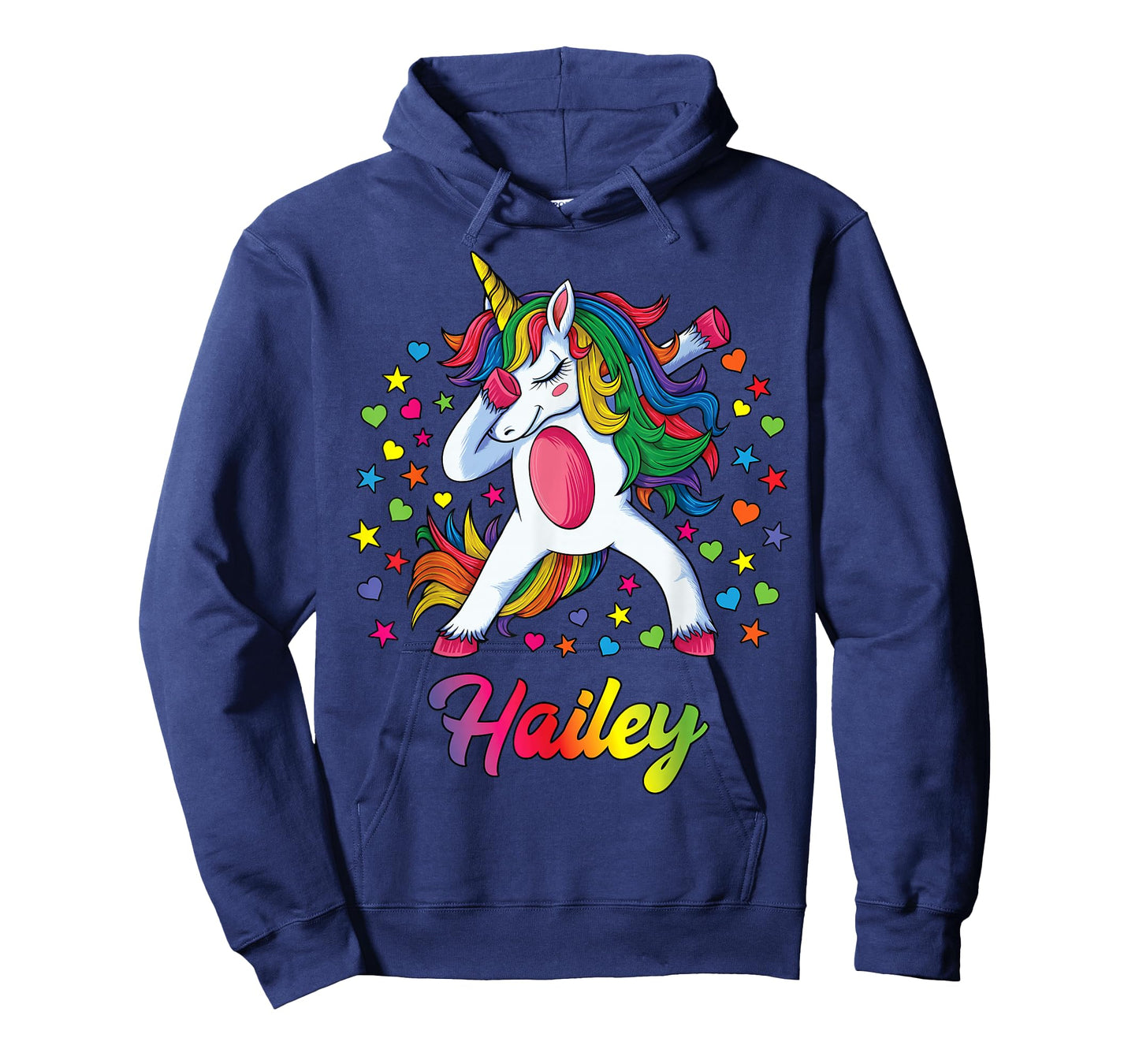 Hailey Dabbing Unicorn Rainbow Personalized Name Custom T-Shirt