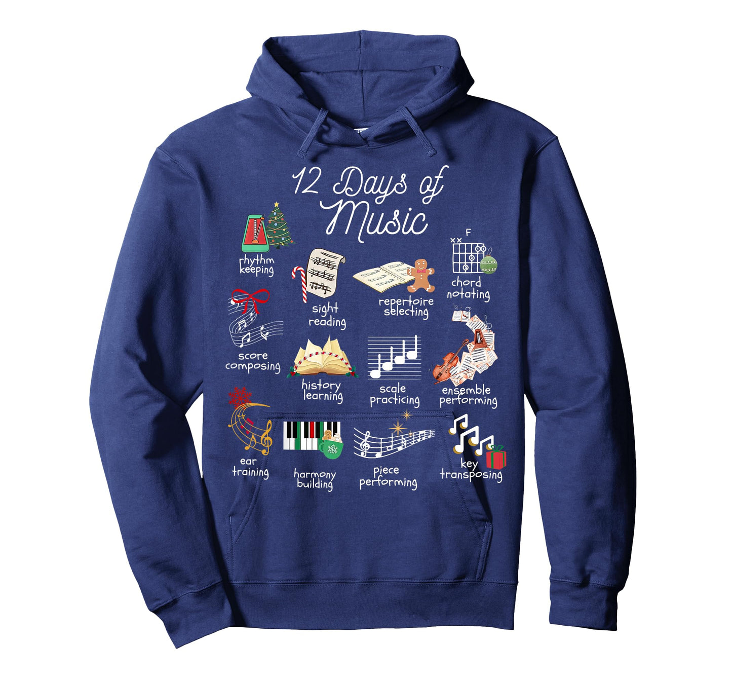 12 Days of Music Teacher Christmas Musician Band Teaching T-Shirt