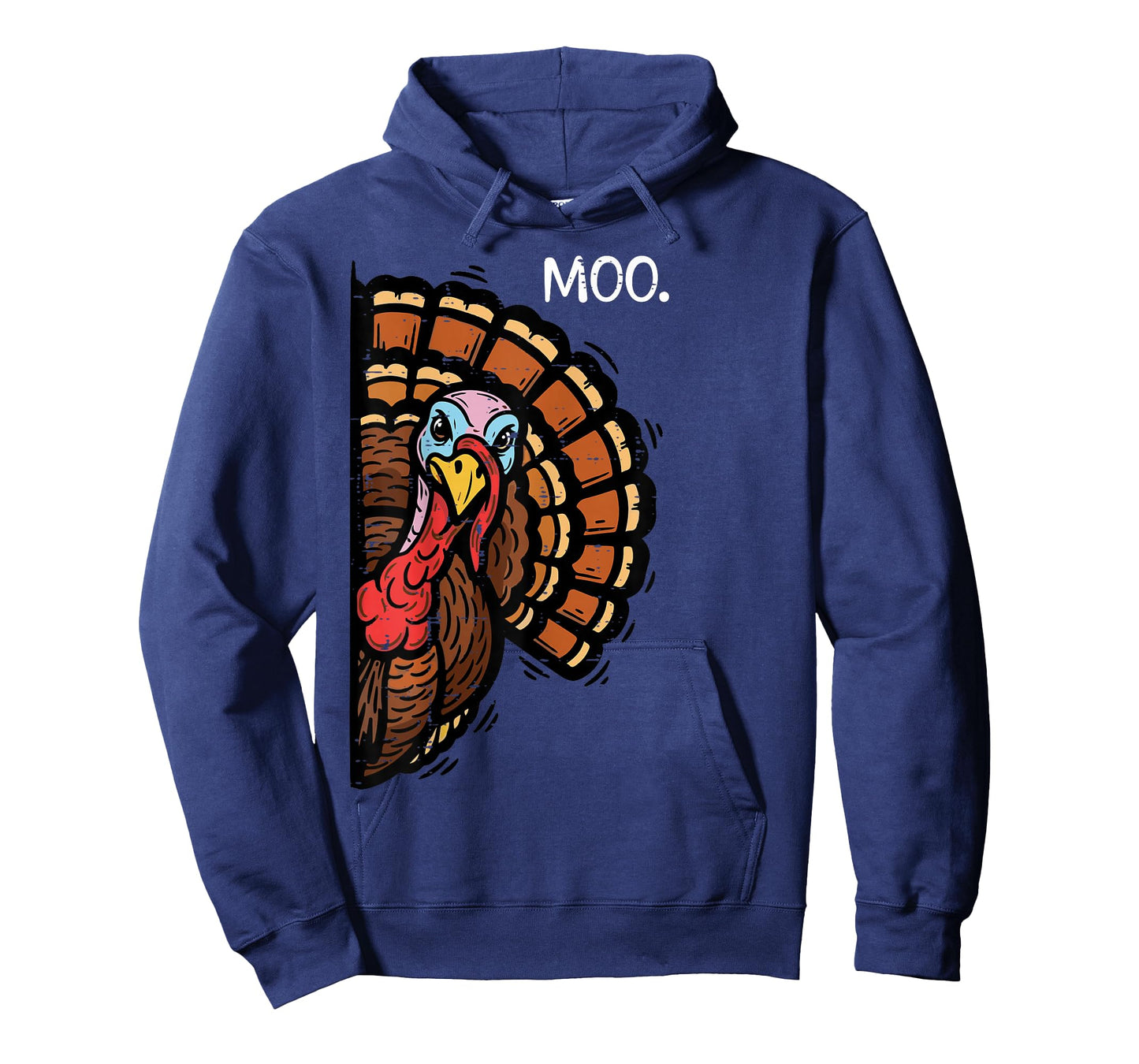 Thanksgiving Peeking Turkey Moo Funny Joke Men Women Kids T-Shirt
