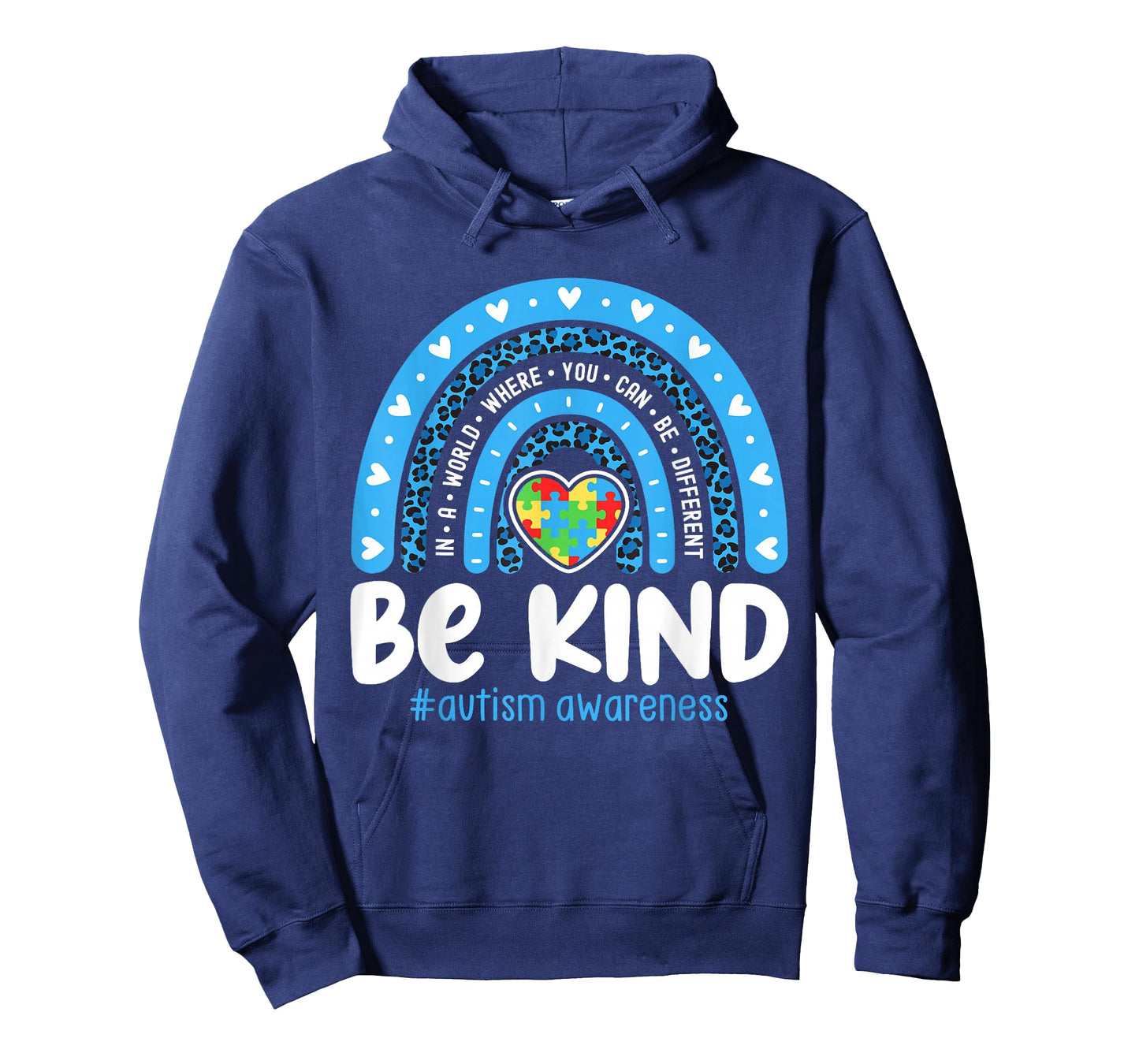 Autism Awareness Rainbow in April We Wear Blue Ribbon Autism T-Shirt Small