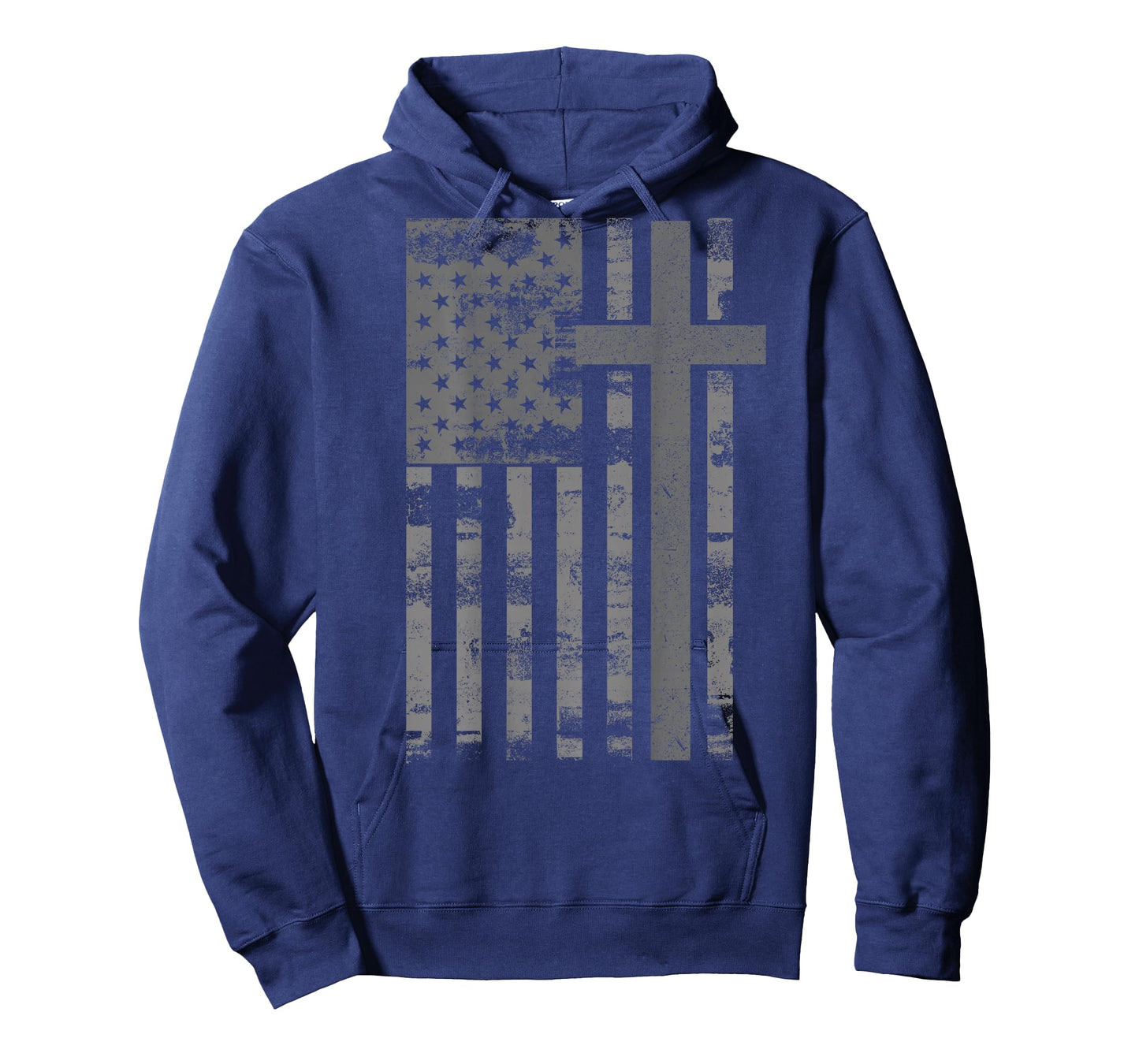 (Art on Back) American USA Flag Christian Cross Patriotic T-Shirt