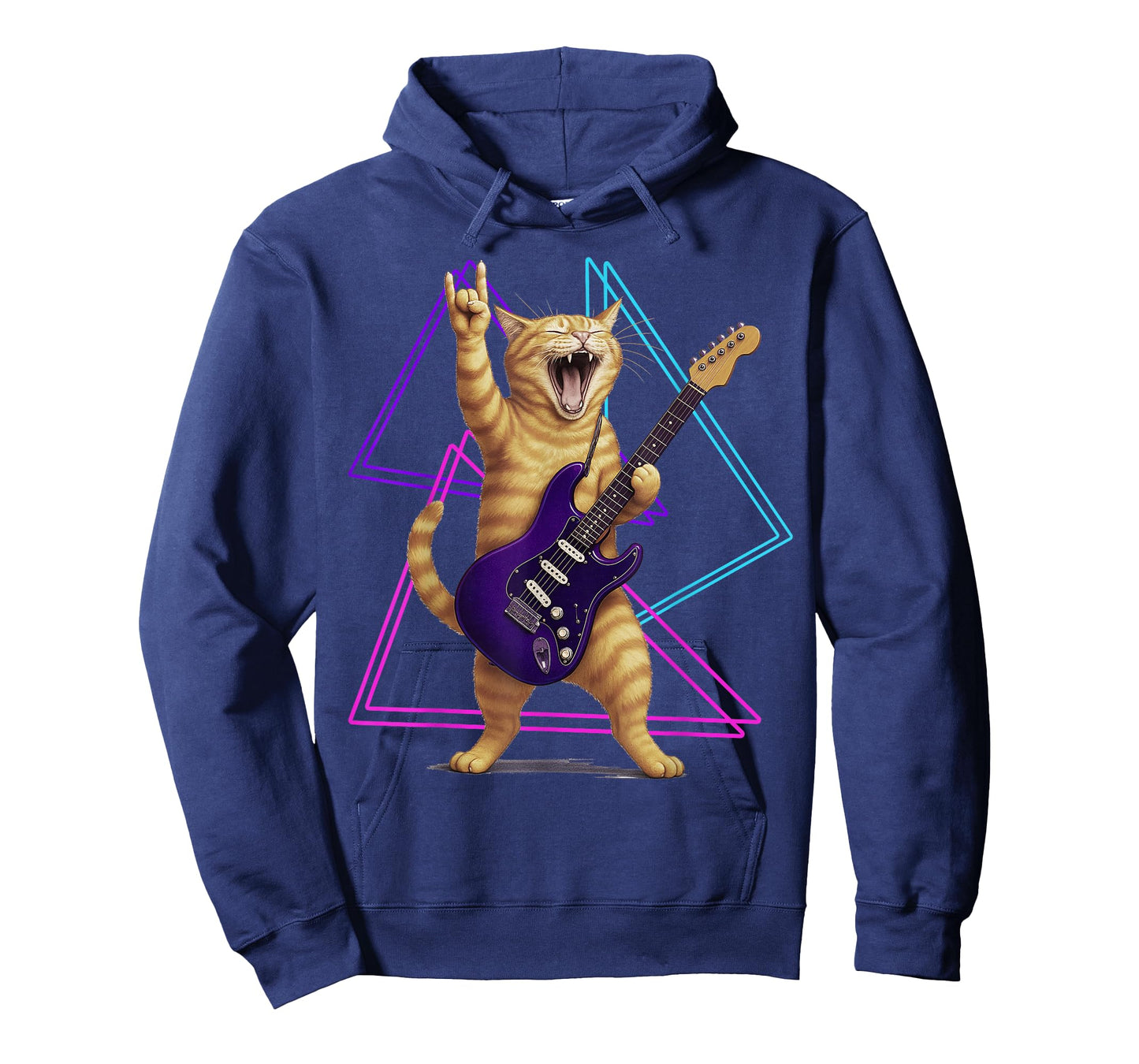 Cat Playing Guitar Rock Star Rock and Roll Men Women Kids T-Shirt