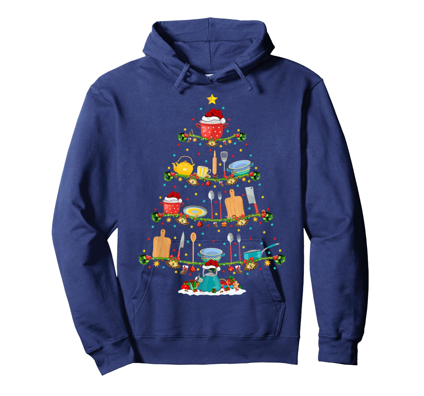 Cooking Lover Lights Xmas Santa Cooking Christmas Tree T-Shirt