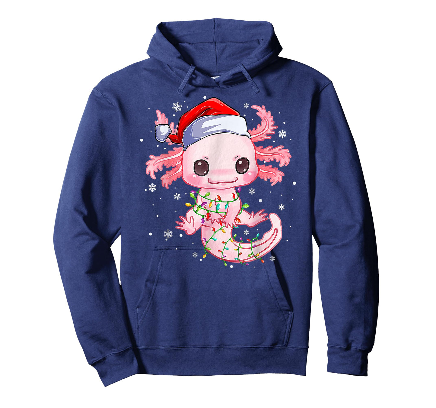 Christmas Axolotl Santa Hat Lights Japanese Cute Anime Xmas T-Shirt