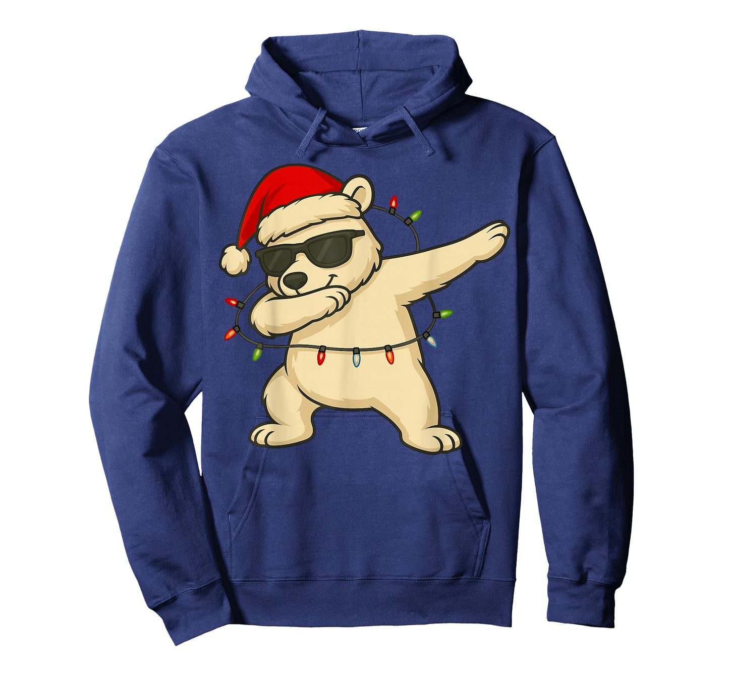 Dabbing Polar Bear with Christmas Hat and Lights T-Shirt