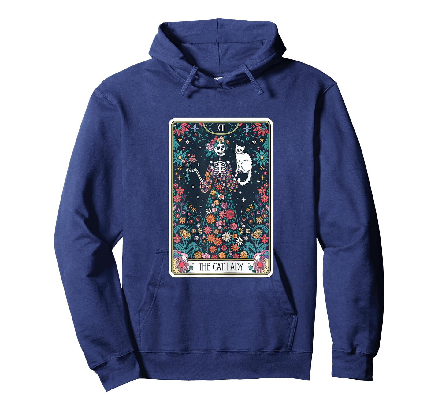 Tarot Card The Cat Lady Cats Lover Vintage Goth Art Skeleton T-Shirt