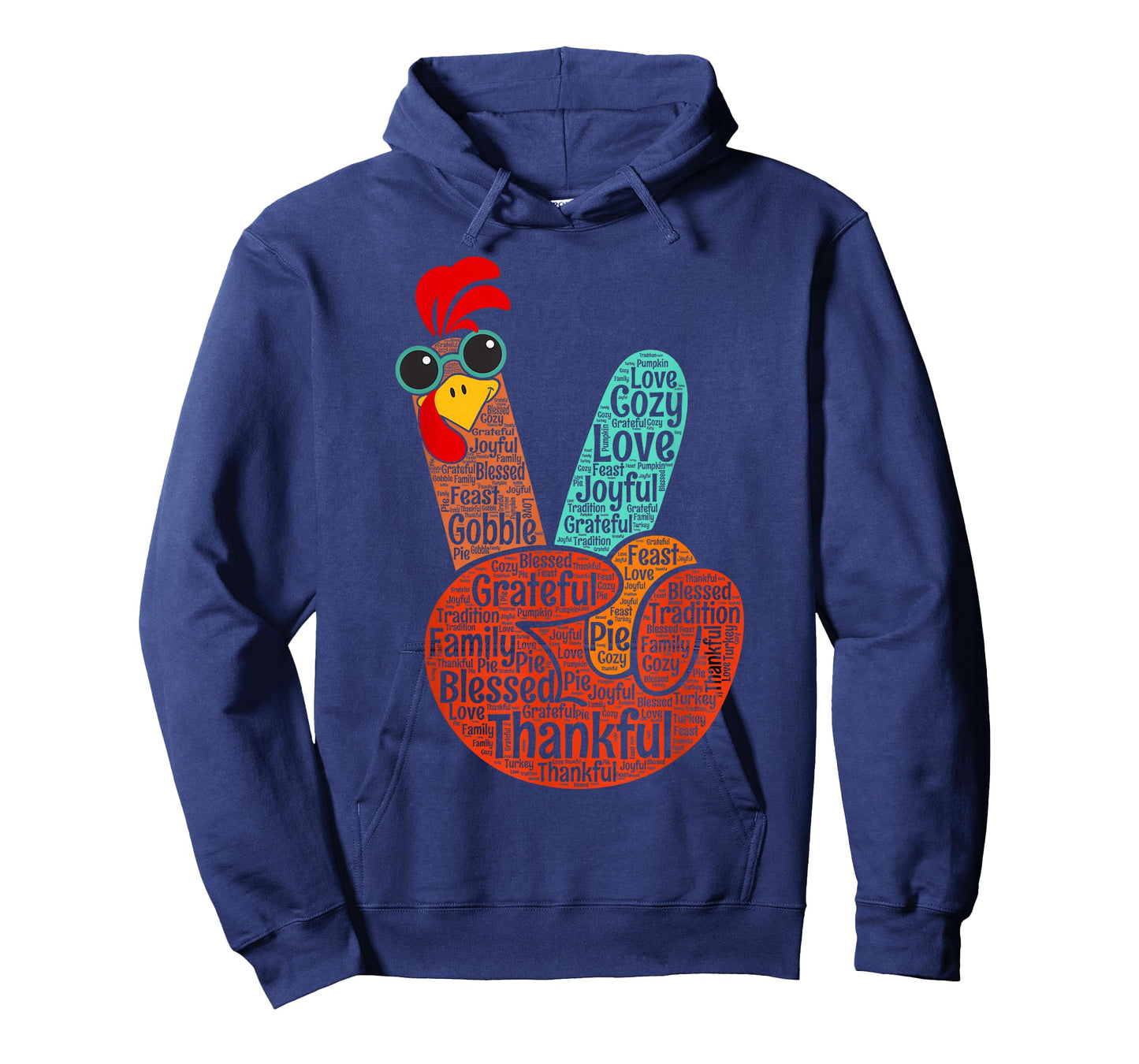 Peace Sign Love Turkey Hand Sign Funny Thanksgiving T-Shirt