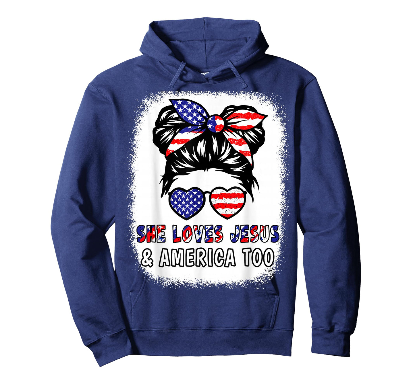 Girl Loves Jesus & America 4th July Flag USA Patriotic Women T-Shirt