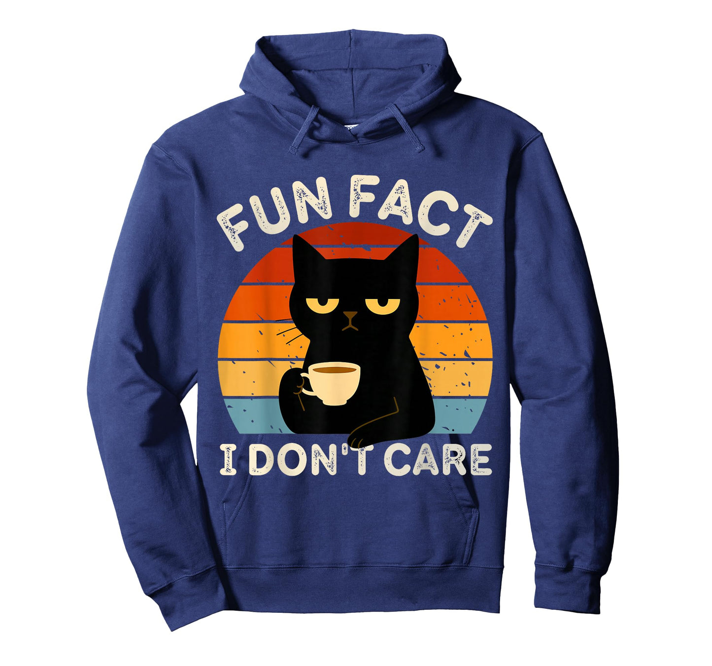 Fun Fact I Don't Care Funny Black Cat Saying Quote Retro T-Shirt