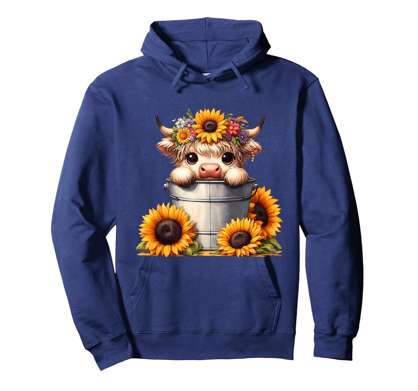 Cute Baby Highland Cow with Sunflowers in Bucket, Calf T-Shirt