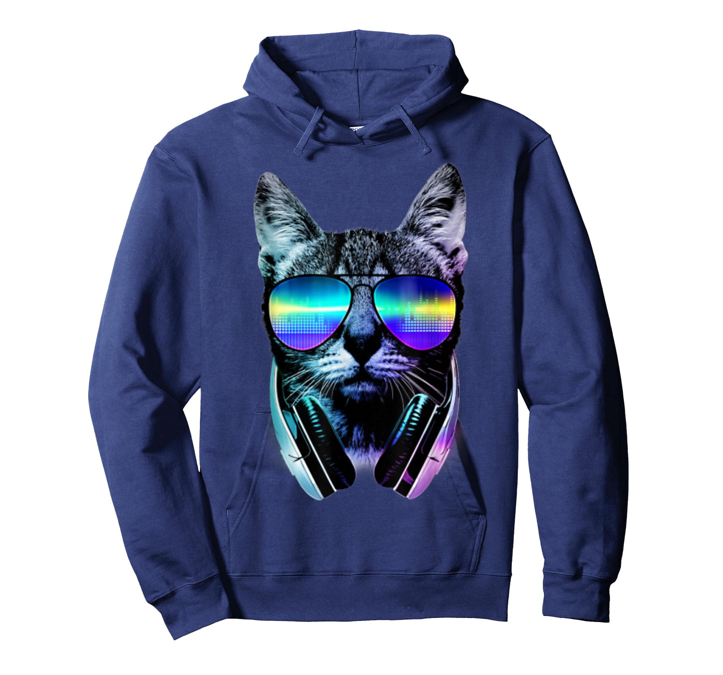Dj Cat Headphones T-Shirt - Black, Small, Unisex, Cotton 100%, Short Sleeve, Crew Neck, Graphic, Modern, Casual, All Seasons, 1 Count