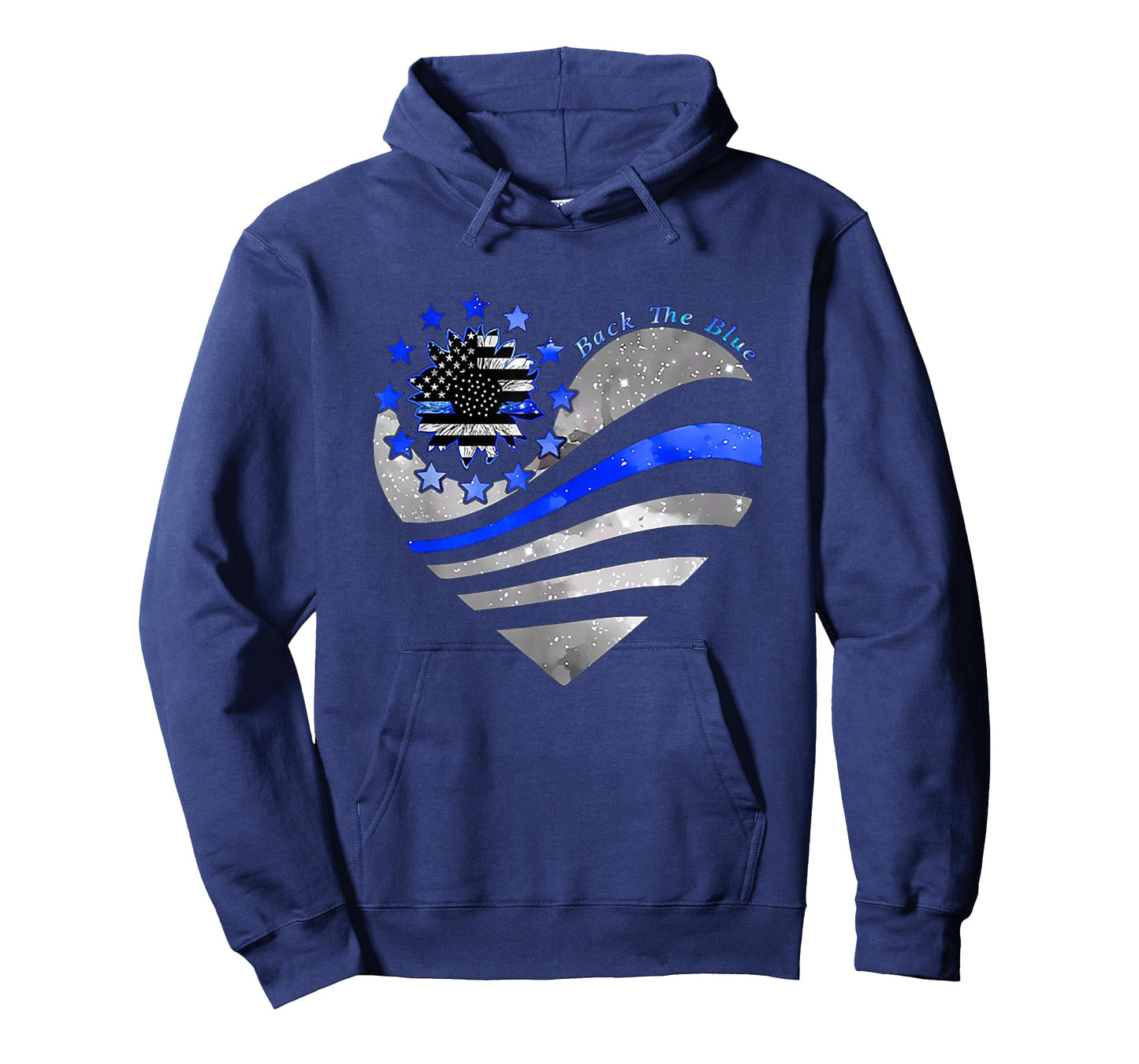 Sunflower Thin Blue Line Police Heart Back The Blue Law Enfo T-Shirt