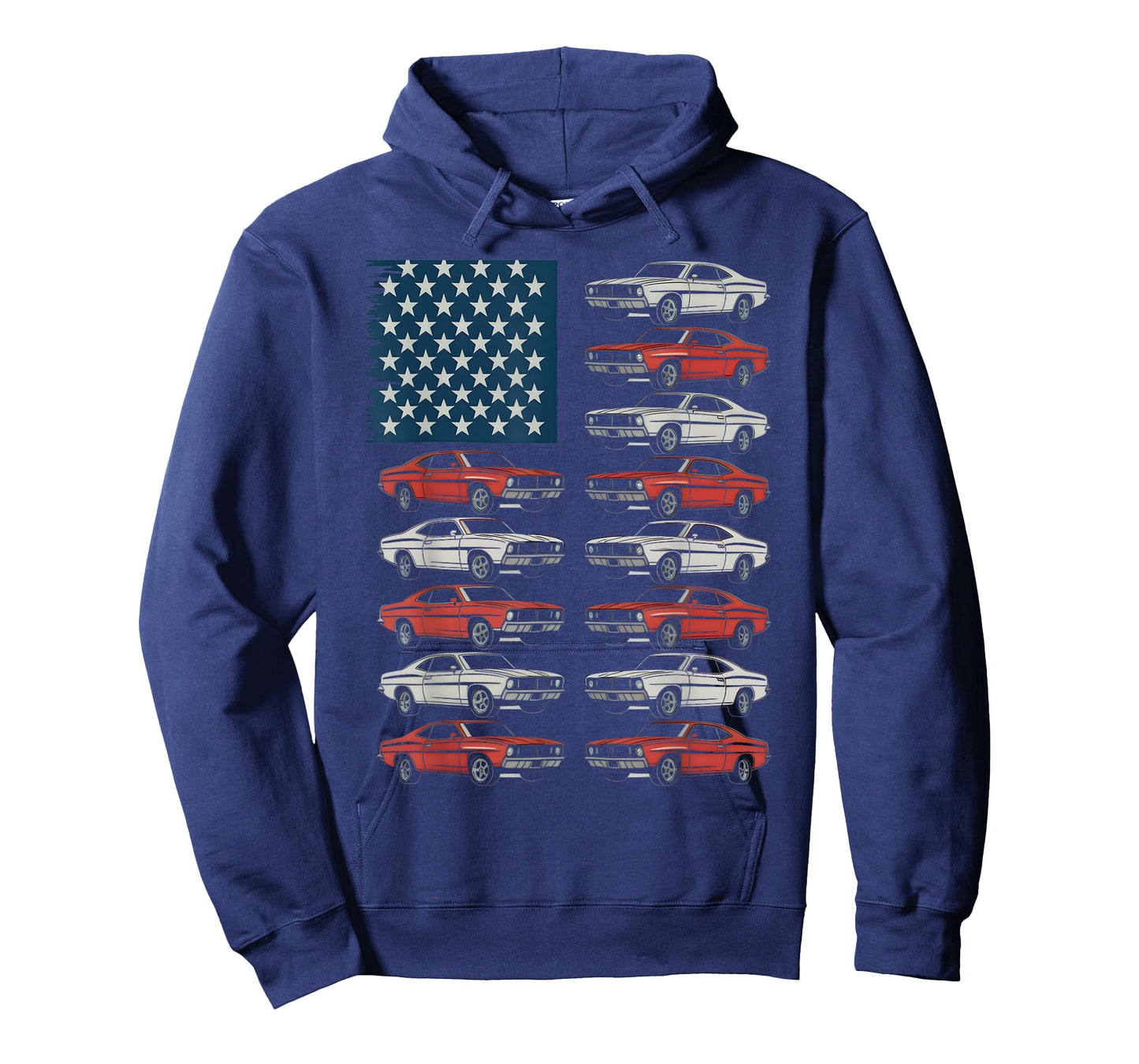 American Flag Classic Muscle Cars Retro Patriotic T-Shirt