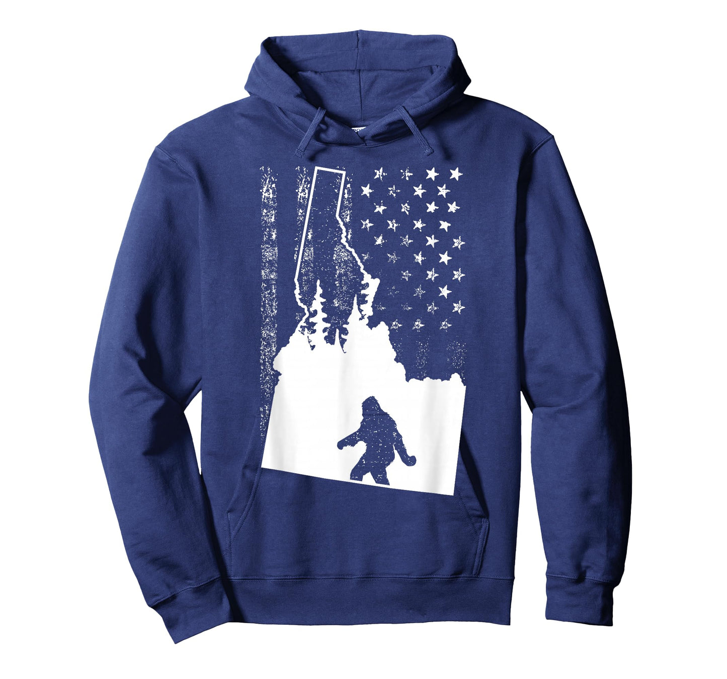 Idaho Bigfoot American Flag Silhouette Sasquatch Usa Flag T-Shirt