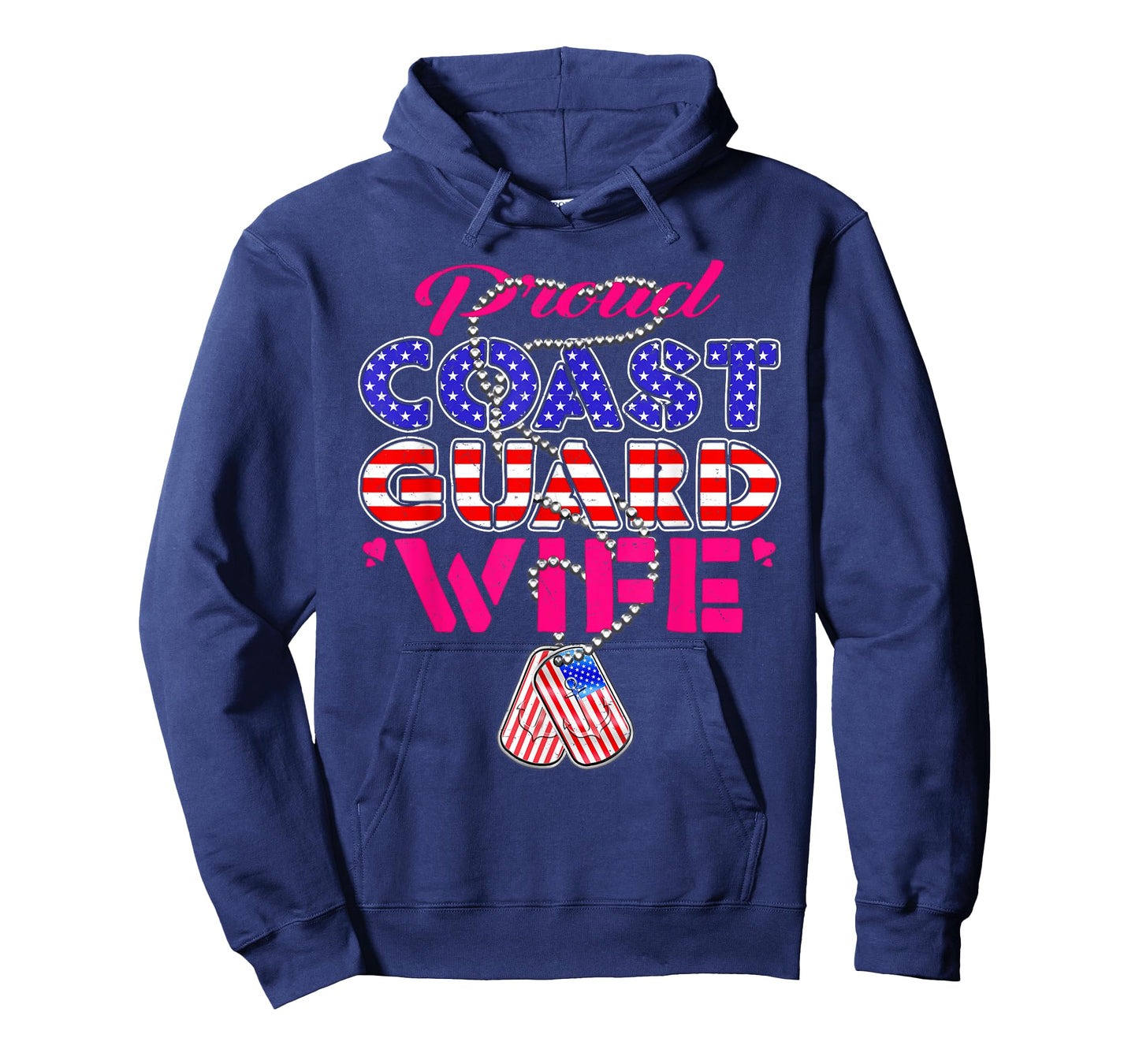 Proud US Coast Guard Wife US Flag Dog Tags Military Spouse Men Women T-Shirt