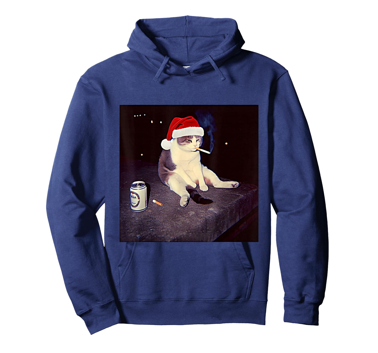 Cigarette Kitten Christmas Hat Cat Smoking Meme Brainrot T-Shirt