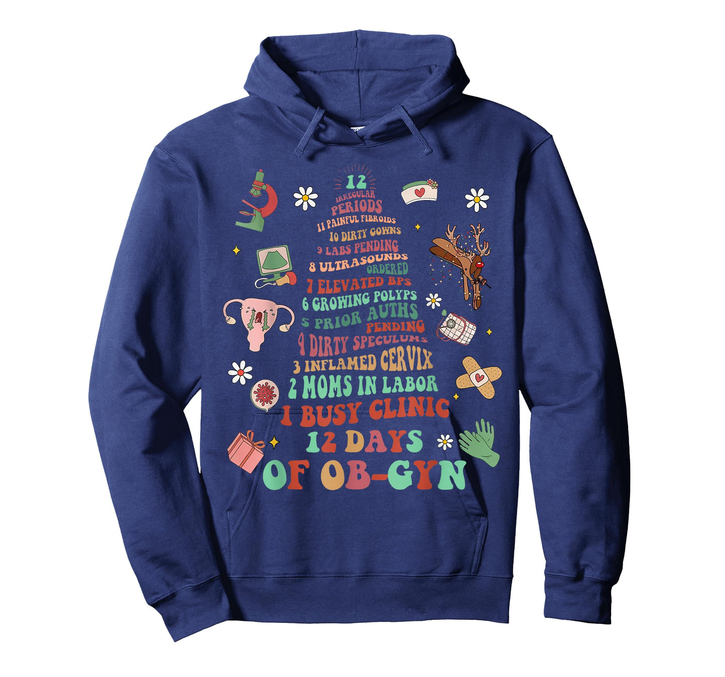 12 Days of OB-GYN Christmas Tree Labor & Delivery Nurse Xmas T-Shirt