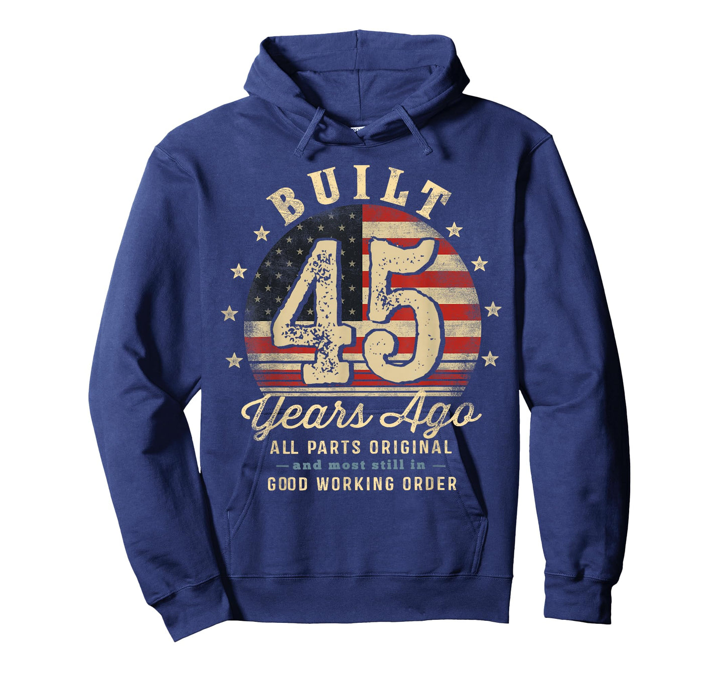 Built 45 Years Ago Funny 45th Birthday USA Flag T-Shirt