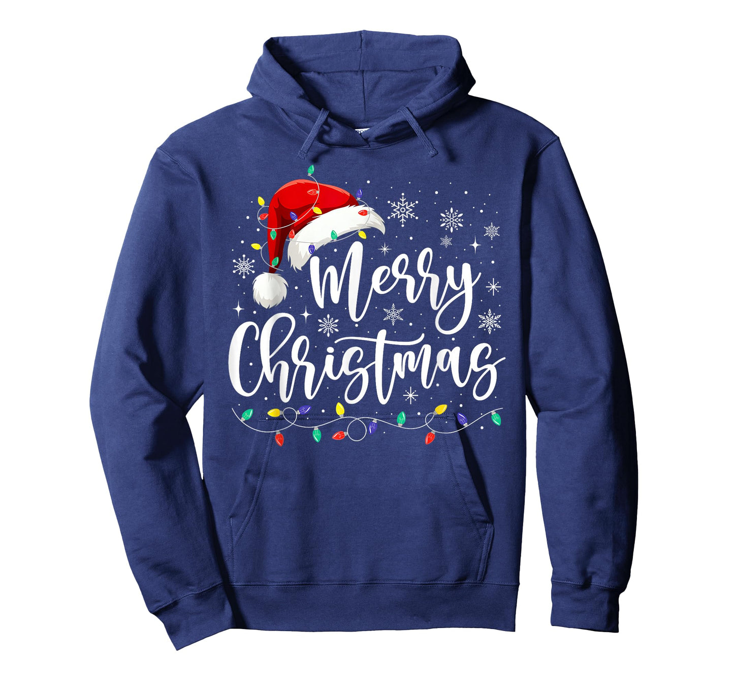Merry Christmas Lights Red Santa Hat Xmas Family Men Women T-Shirt