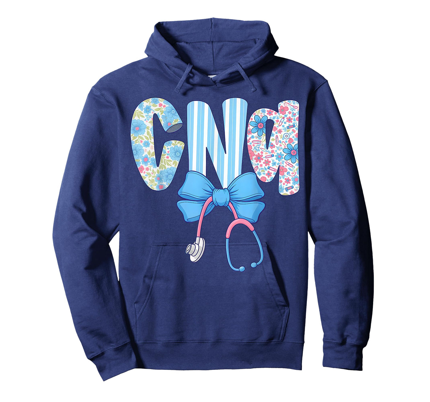 Coquette CNA Nurse Blue Floral Stethoscope Bow Cute Nurse T-Shirt