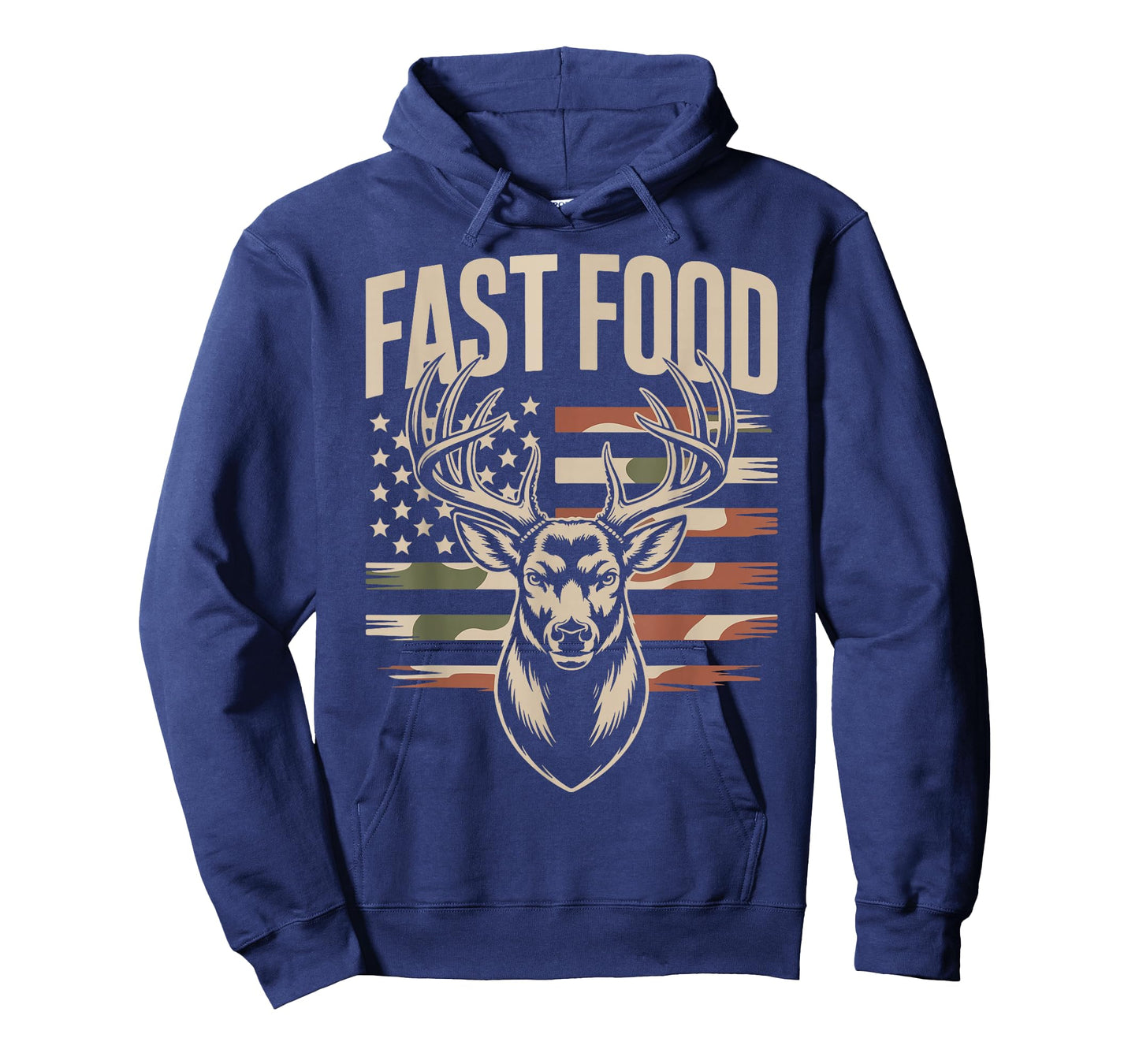 Camo Deer Hunting American Flag Fast Food Dad Hunter Gift T-Shirt
