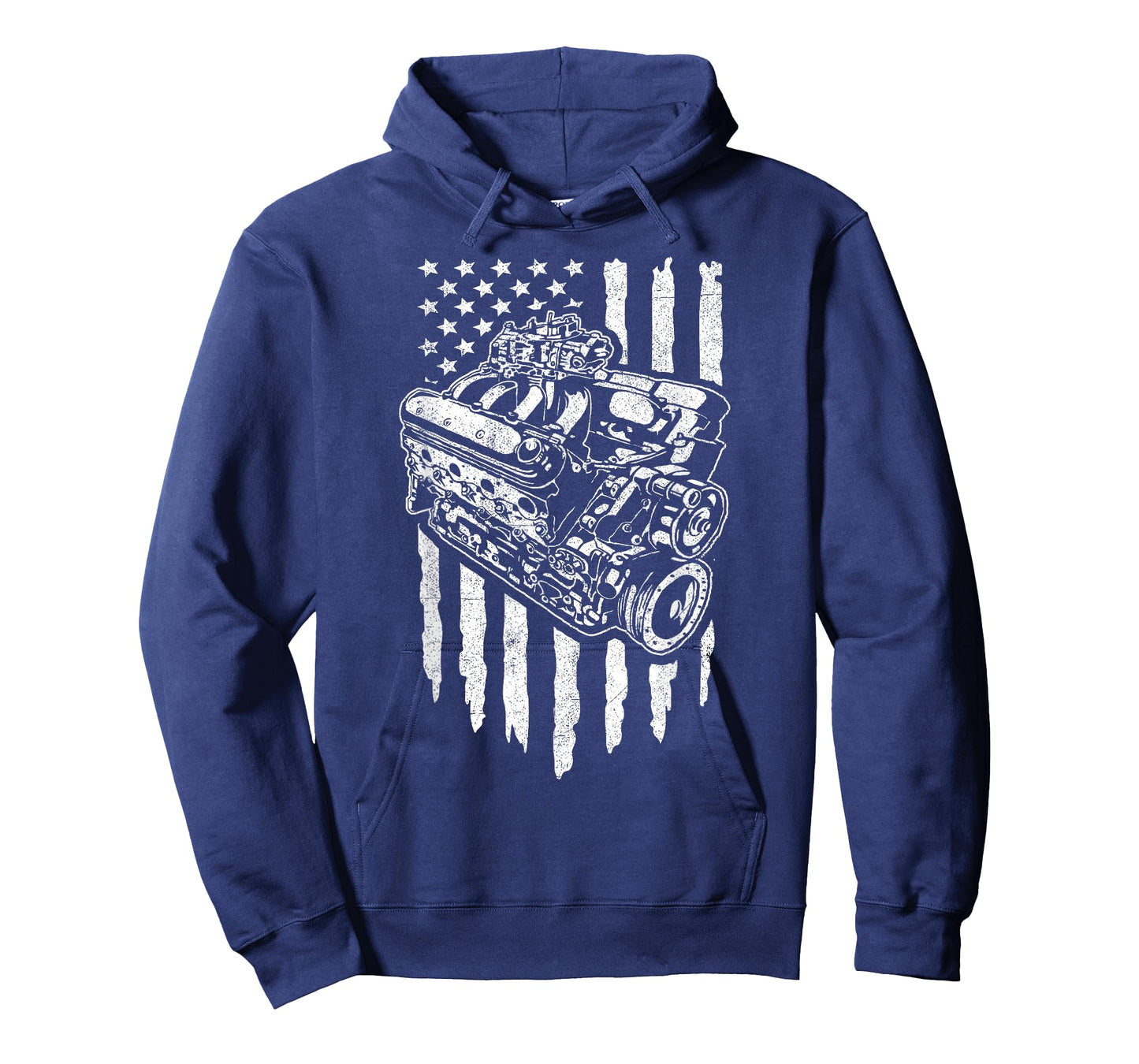 American Flag Muscle Car Motor Hot Rod Engine Racing T-Shirt