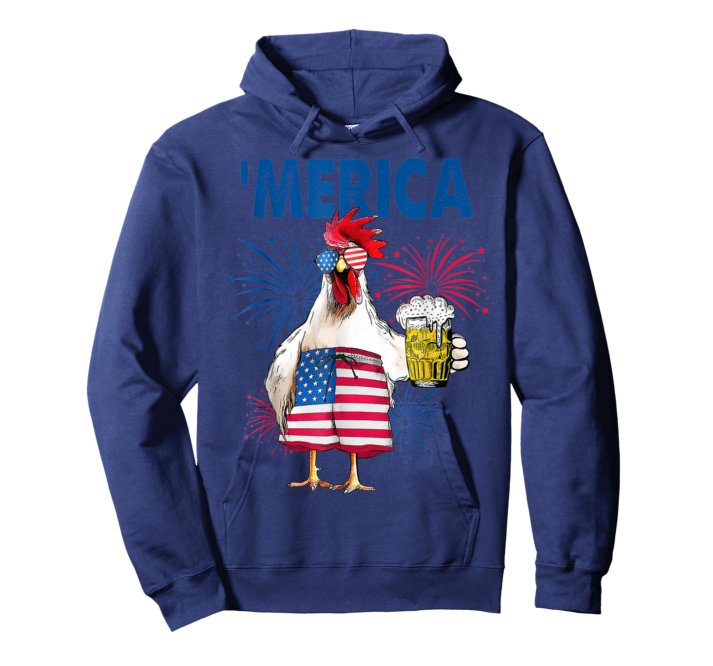 Merica American patriotic Rooster USA flag design women men T-Shirt