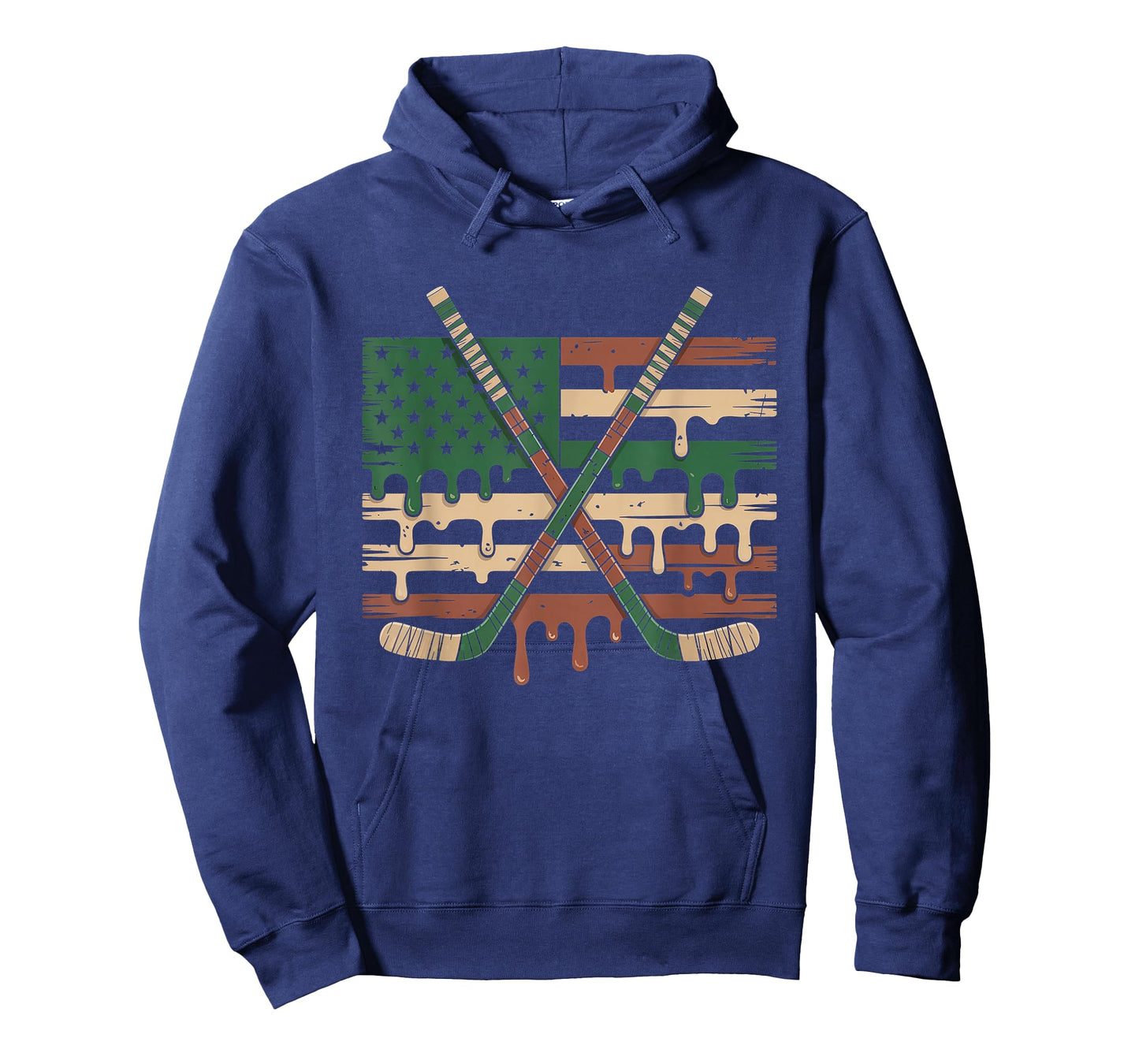 Hockey Ice Cream Drip Camo USA Flag T-Shirt
