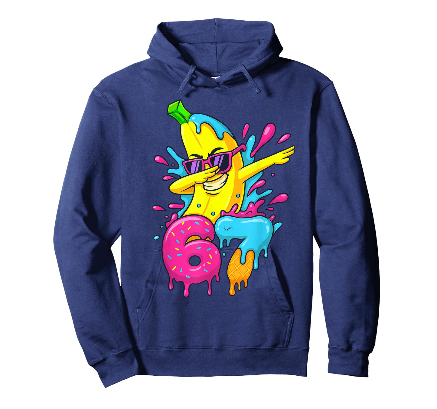 67 Dabbing Banana Baseball Funny 6 7 Dripping Ice Cream Meme T-Shirt