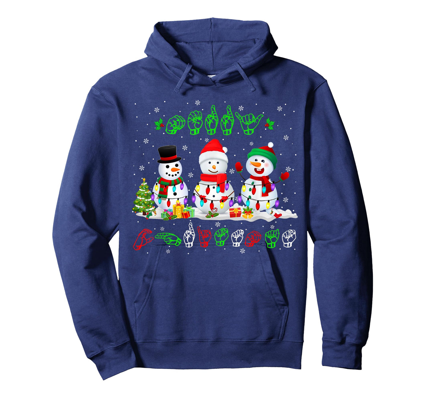 Christmas Lights Merry Christmas Snowman ASL Sign Language T-Shirt