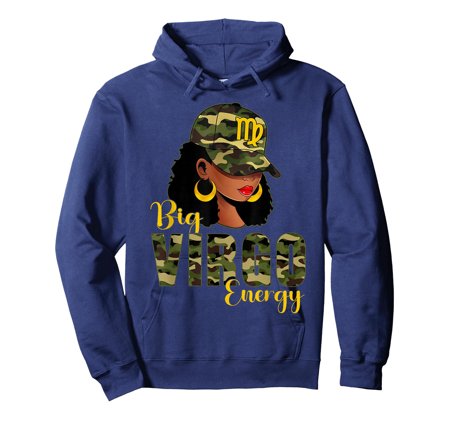 Big Virgo Energy Camouflage Black Woman Cap Zodiac T-Shirt