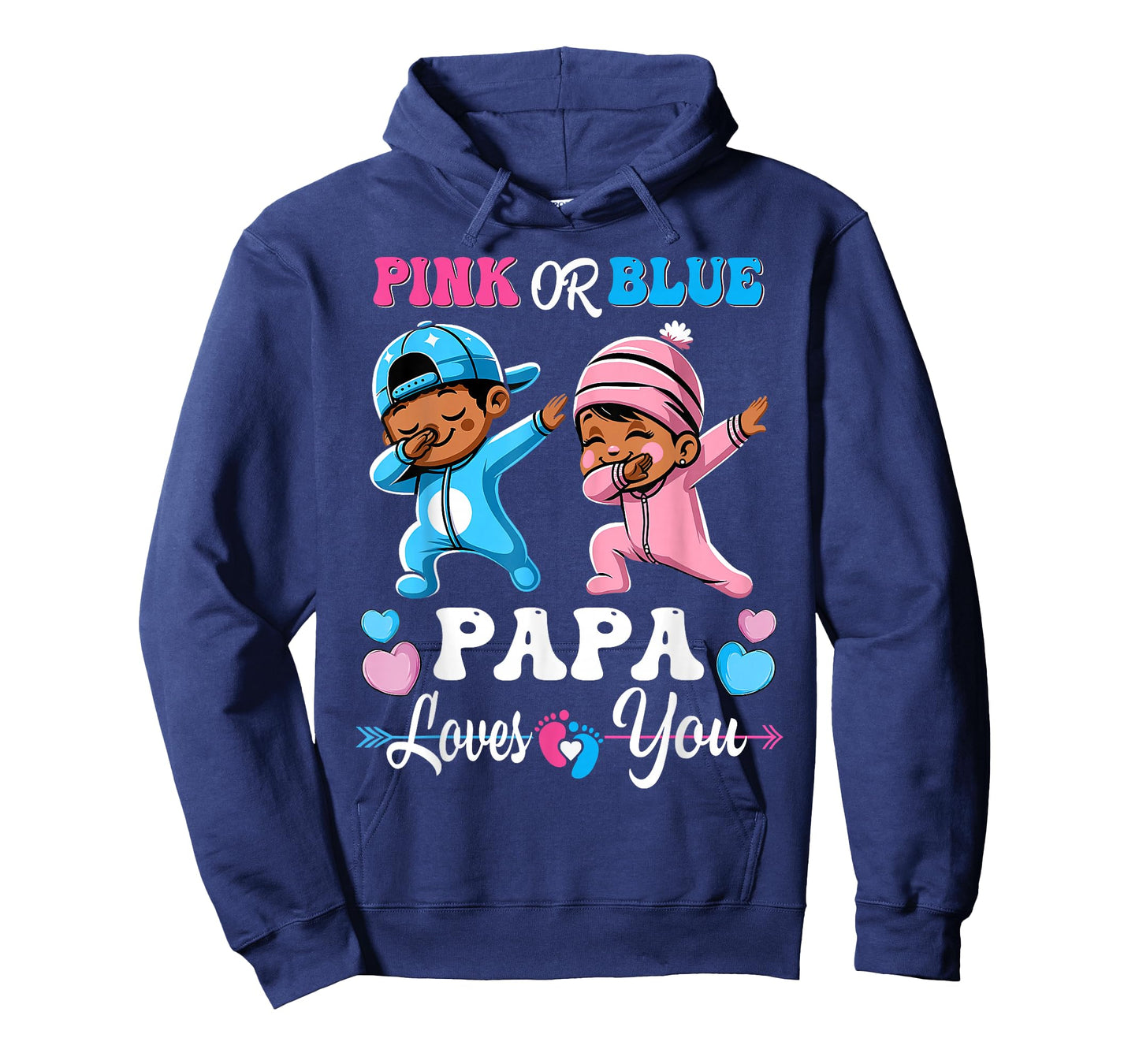 Pink Or Blue Papa Loves You Black Baby Gender Reveal Party T-Shirt