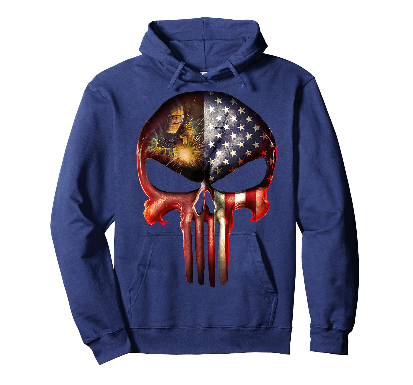 Welder American Flag Black Skull Patriotic Men's T-Shirt